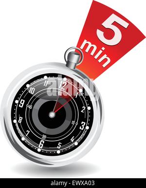 Chronomètre mécanique en mécanique du corps en acier. 5 minutes. Minuterie. Illustration de Vecteur