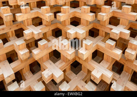 MILAN, ITALIE - 24 juin : texture d'assemblage du bois au pavillon du Japon , coup sur jun 24 2015 Milan, Italie Banque D'Images