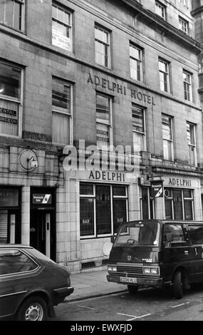 Adelphi Hotel, chambre, Shakespeare Street, Newcastle, 12 mars 1985. Banque D'Images