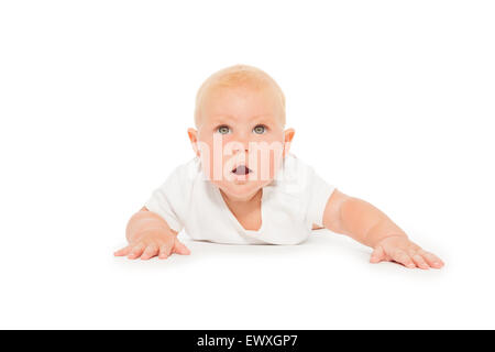 Petit mignon à porter bébé body blanc Banque D'Images