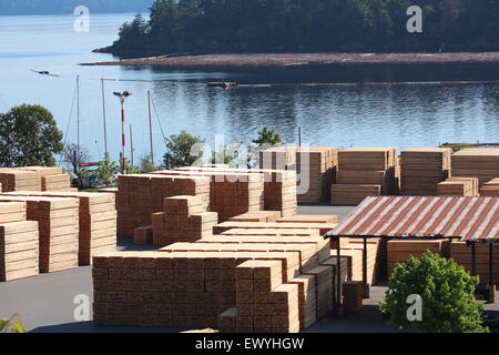 Cadre idéal de parc à bois d'oeuvre au Canada, de la Colombie-Britannique, de l'eau du lac d'entrée magnifique Banque D'Images