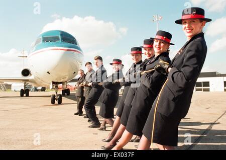 Tirez sur les avions parrainés par l'aéroport de Teesside. La pratique du personnel de British Midland. 8 mars 1997. Banque D'Images