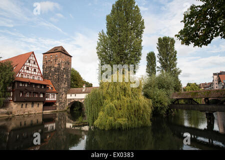 Vue du pont de la vieille ville, Nuremberg, Allemagne Banque D'Images