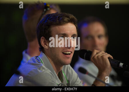 Utrecht, Pays-Bas. 06Th Juillet, 2015. Simon Yates Orica-GreenEdge au cours de la conférence de presse avant le Tour de France 2015 Grand Départ. Credit : Action Plus Sport/Alamy Live News Banque D'Images