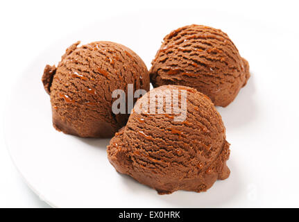 Boules de glace fondant au chocolat Banque D'Images