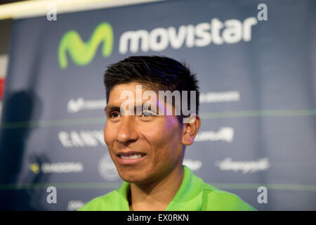 Utrecht, Pays-Bas. 06Th Juillet, 2015. Nairo Quintana Movistar lors de la conférence de presse avant le Tour de France 2015 Grand Départ. Credit : Action Plus Sport/Alamy Live News Banque D'Images