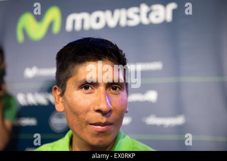 Utrecht, Pays-Bas. 06Th Juillet, 2015. Nairo Quintana Movistar lors de la conférence de presse avant le Tour de France 2015 Grand Départ. Credit : Action Plus Sport/Alamy Live News Banque D'Images