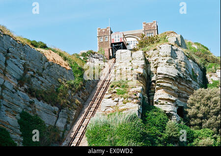 East Hill lift et téléphérique sur la vieille ville, Hastings, East Sussex UK Banque D'Images