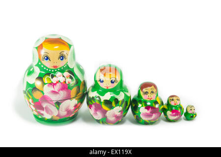 Matrioska russe babushka dolls isolated on white Banque D'Images