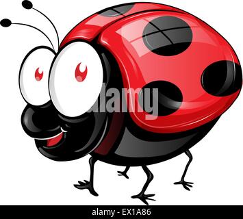 Ladybug cartoon isolé sur fond blanc Illustration de Vecteur