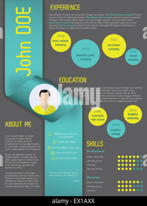 Curriculum vitae cv cv moderne template design avec ruban Banque D'Images