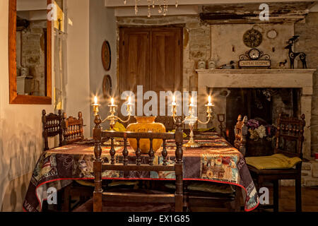 Salle à manger en français ferme, Gourville, Charente Maritime, France Banque D'Images