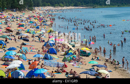 Frankfurt-Oder, Allemagne. 4 juillet, 2015. La zone de baignade de paniers Helenesee lac près de Frankfurt-Oder, Allemagne, 4 juillet 2015. PHOTO : PATRICK PLEUL/DPA/Alamy Live News Banque D'Images