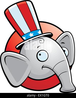 L'icône d'une caricature avec un éléphant républicain en souriant. Illustration de Vecteur