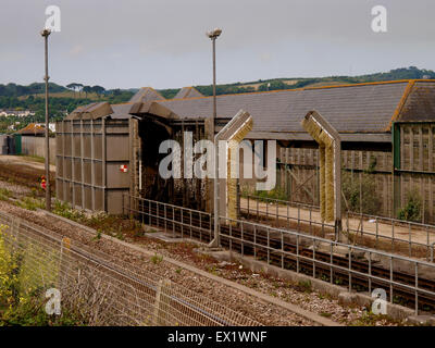 Petit train à rondelle TMD de Penzance, aussi appelé Rock TMD, dépôt de Maintenance (traction) Cornwall, UK Banque D'Images