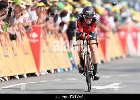 Utrecht, Pays-Bas. Le 04 juillet, 2015. Tejay Van Garderen de BMC Racing Team lors de l'étape 1 de la 102e édition du Tour de France 2015, une épreuve individuelle avec commencer à Utrecht et terminer à Utrecht, Pays-Bas (13 kms), 8 : l'action de Crédit Plus Sport/Alamy Live News Banque D'Images