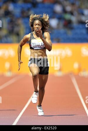 Birmingham, UK. 4 juillet, 2015. Montell Douglas dans le 100m. Championnats d'athlétisme britannique. Alexander Stadium, Perry Barr, Birmingham, Angleterre. UK. 04/07/2015. Credit : Sport en images/Alamy Live News Banque D'Images