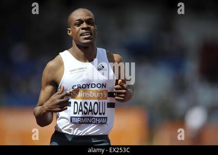 Birmingham, UK. 4 juillet, 2015. James Dasaolu. Mens 100m. Championnats d'athlétisme britannique. Alexander Stadium, Perry Barr, Birmingham, Angleterre. UK. 04/07/2015. Credit : Sport en images/Alamy Live News Banque D'Images