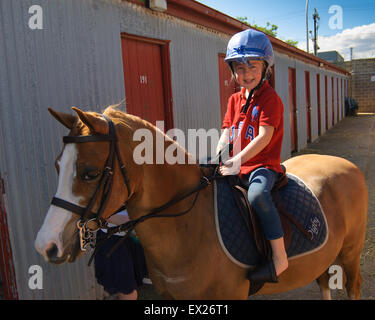 La préparation des chevaux pour le spectacle au salon Royal Adelaide, Australie du Sud. Banque D'Images