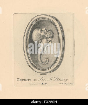 Portrait d'une chimère ou Chaemera, monstrueux hybride avec deux têtes, sur l'ADRD de M. Stanley's collection. La gravure sur cuivre par Minerve éclairant de James Vallentin's cent huit gravures de pierres antiques, 1863. Banque D'Images