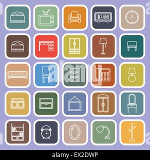 Chambres télévision ligne d'icônes sur fond violet, stock vector Illustration de Vecteur