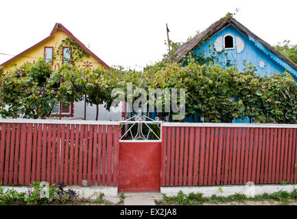 Maisons dans le village de Mila 23 Lipovan dans le Delta du Danube en Roumanie Banque D'Images