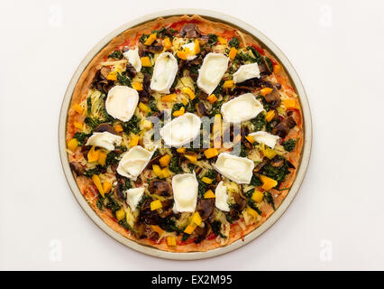 Pizza, nourriture, repas, restauration rapide,snack,cuisson,circle,taille,Culture,italien,jambon,poivre,ciboulette taille de portion, partie de soirée,alimentation,home made Banque D'Images