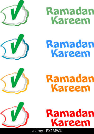L'arabe la calligraphie islamique de Ramadan Kareem autocollants label texte jeu de tags Banque D'Images