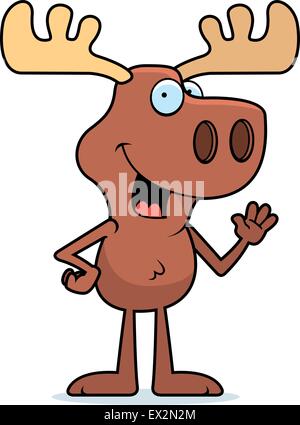 Une bonne caricature moose forme et souriant. Illustration de Vecteur