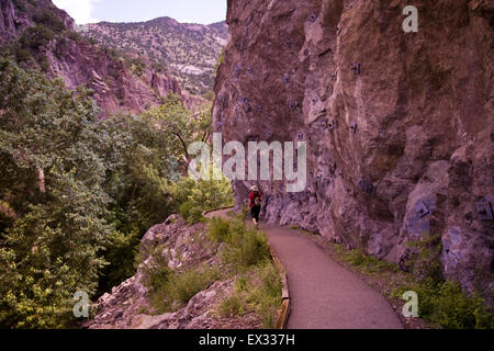 Entrée au canyon d'eau vive et de la passerelle, un populaire National Recreation Trail qui suit le chemin d'un pipeline de 1890. Banque D'Images