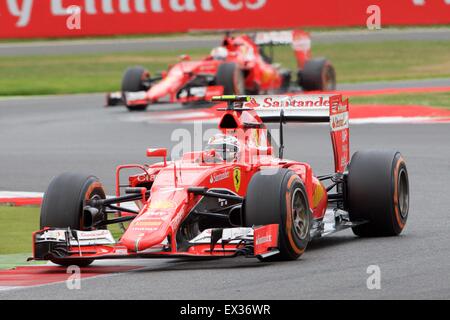 Silverstone, UK. 05 juillet, 2015. La Formule 1 Grand Prix de Grande-Bretagne. Paire de Ferrari Kimi Raikkonen, Sebastian Vettel. Credit : Action Plus Sport/Alamy Live News Banque D'Images