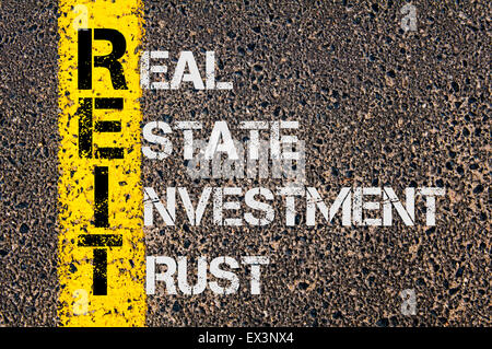 Concept image Sigle FPI comme Real Estate Investment Trust écrit plus de signalisation ligne peinte en jaune. Banque D'Images