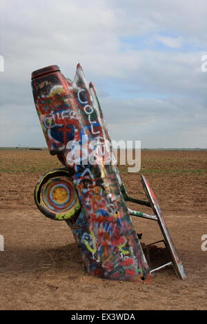 Le Cadillac Ranch près de Amarillo, Texas, États-Unis Banque D'Images