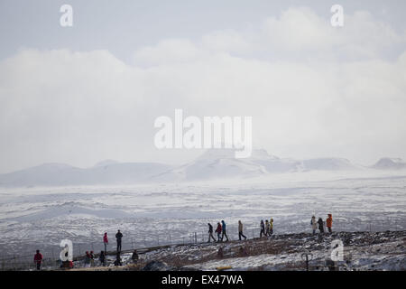 L'Islande. Apr 7, 2015. Vue sur le parc national. Ãžingvellir Il se trouve dans une vallée du rift qui marque la crête de la dorsale médio-atlantique, l'Islande. © Veronika Lukasova/ZUMA/Alamy Fil Live News Banque D'Images