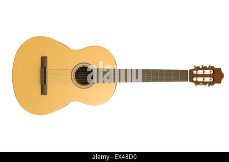 Guitare classique isolé sur fond blanc 3D Illustration photoréaliste Banque D'Images