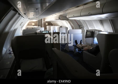 Le pont supérieur d'un British Airways Boeing 747 jumbo jet. Banque D'Images