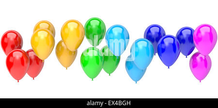 Bande de couleur arc-en-ciel ballons sur fond blanc 3D Illustration Banque D'Images