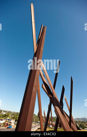 Vue verticale de la machette à la place de la Révolution Antonio Maceo de Santiago de Cuba, Cuba. Banque D'Images