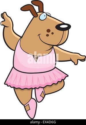 Un chien heureux caricature dans un tutu de ballerine. Illustration de Vecteur