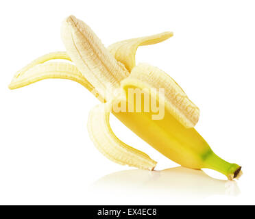 Banane mûre isolé sur le fond blanc. Banque D'Images