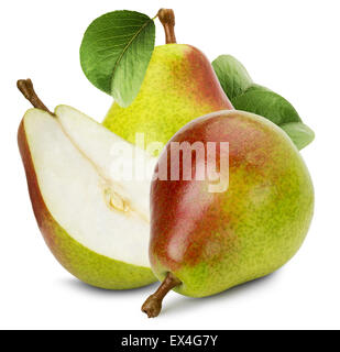 Poires juteuses isolé sur le fond blanc. Banque D'Images