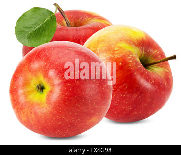 Pommes rouges isolé sur le fond blanc. Banque D'Images