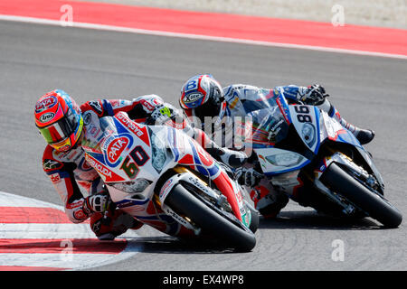 Misano Adriatico, Italie - 21 juin 2015 : Honda CBR1000RR SP de PATA Honda Superbike mondial, conduit par VD MARK Michael Banque D'Images