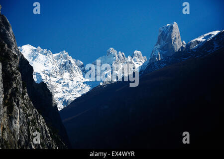 Pic Urriellu vu de Camarmeña, Asturias, Espagne Banque D'Images