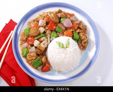 Jalfarezi poulet avec riz Banque D'Images