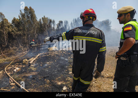 Travail de pompier. Village du biote. Province de Saragosse. Aragón. Espagne Banque D'Images