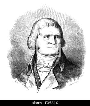 Christophe-Philippe Oberkampf (1738-1815) était un industriel allemand naturalisé français. Gravure de Magasin Pittoresqie, 185 Banque D'Images