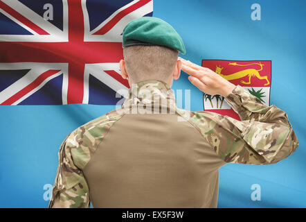 Soldat en hat face drapeau national series - Fidji Banque D'Images