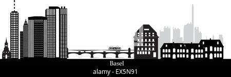 Skyline avec repère de la ville basel Illustration de Vecteur