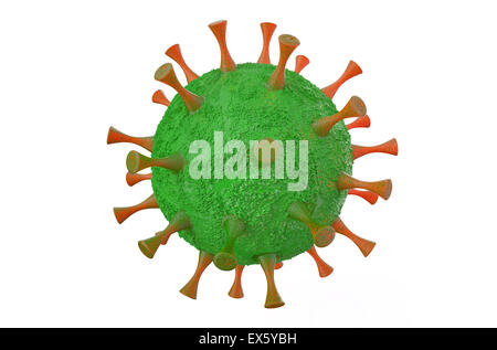 Gros plan du virus isolé sur fond blanc Banque D'Images